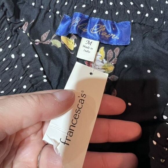 Francesca's Women's Polka Dot Floral Front Tie Shorts Black Size XS NWT Hi‎ rise - Picture 5 of 8